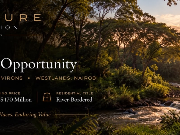 River-bordered 0.73-acre residential landholding overlooking Karura Forest near Eldama Ravine Road, Nairobi.