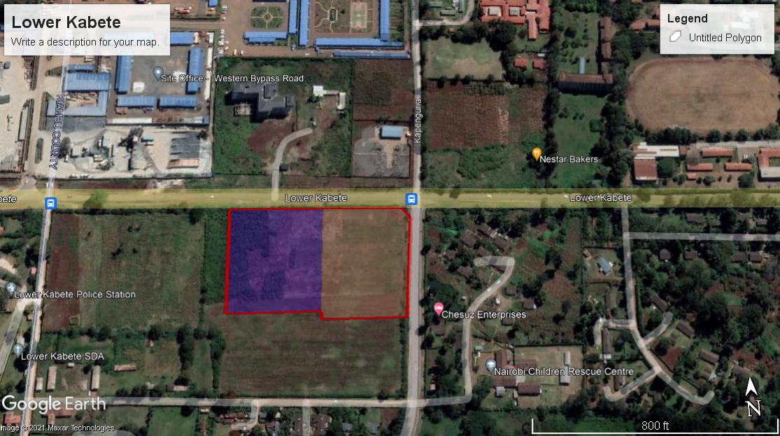 Exceptional 5 Acre Commercial Plot on Lower Kabete Road. Land is divided into two clean titles of 2.5 acres each. Price: KES 100 million per acre FIT PROPERTY